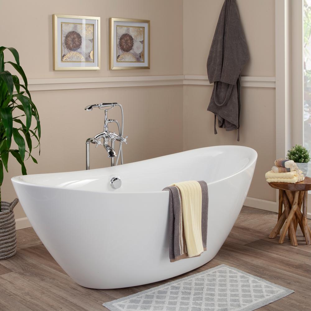Allegra 71" x 34" Freestanding Soaking Acrylic Bathtub. Picture 5