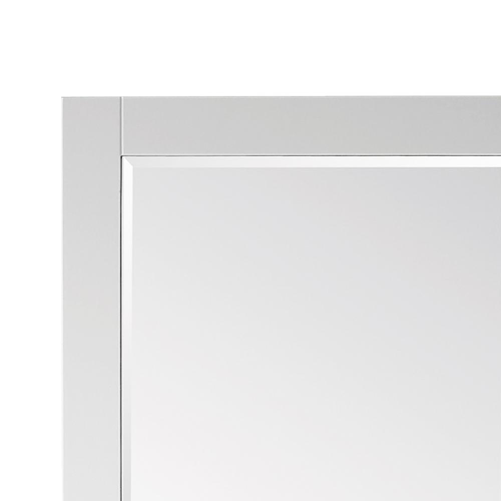 24" Rectangular Bathroom Wood Framed Wall Mirror in White. Picture 9