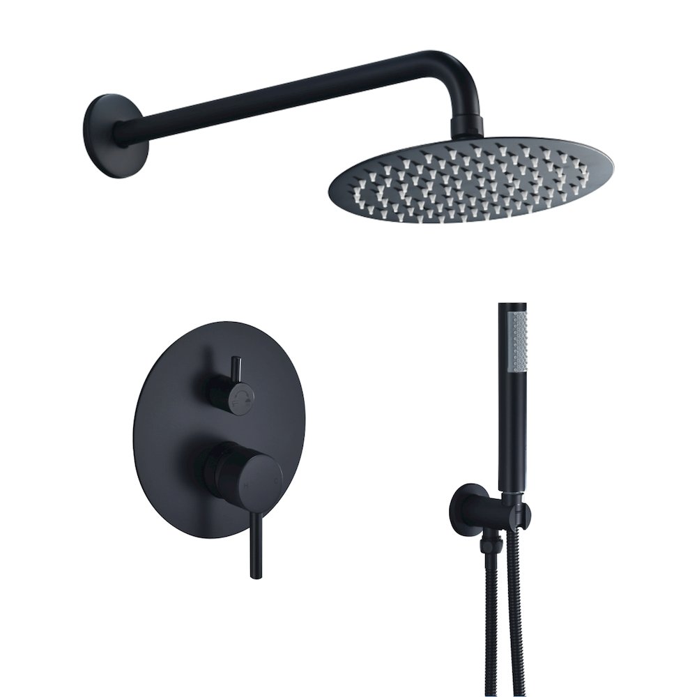 Complete Shower System in Matte Black with Rough-In Valve. Picture 1