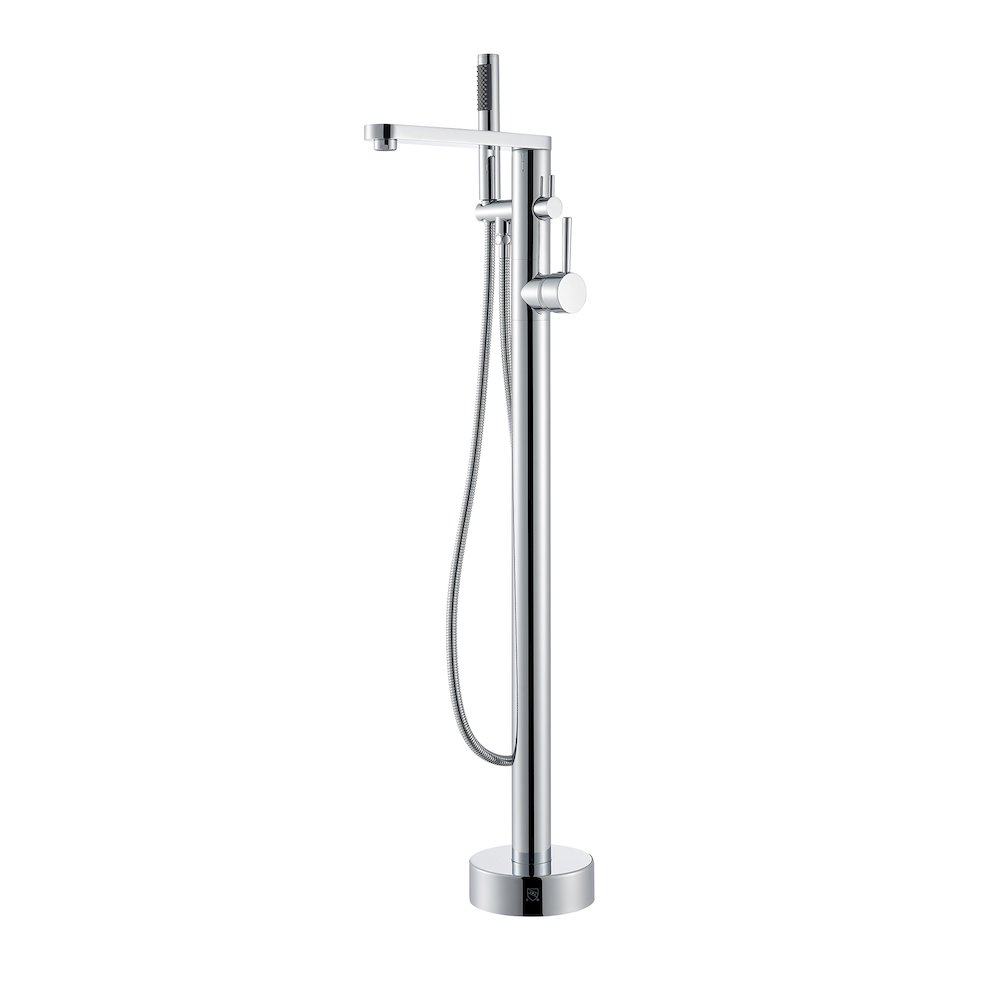 Double Lever Handles Freestanding Floor Mounted Tub Filler. Picture 1