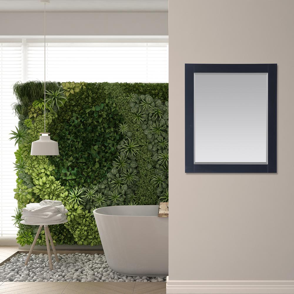 28" Rectangular Bathroom Wood Framed Wall Mirror in Classic Blue. Picture 8