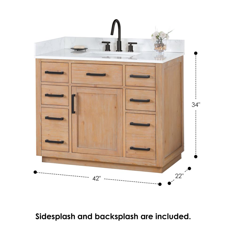 42" Single Bathroom Vanity in Light Brown without Mirror. Picture 3