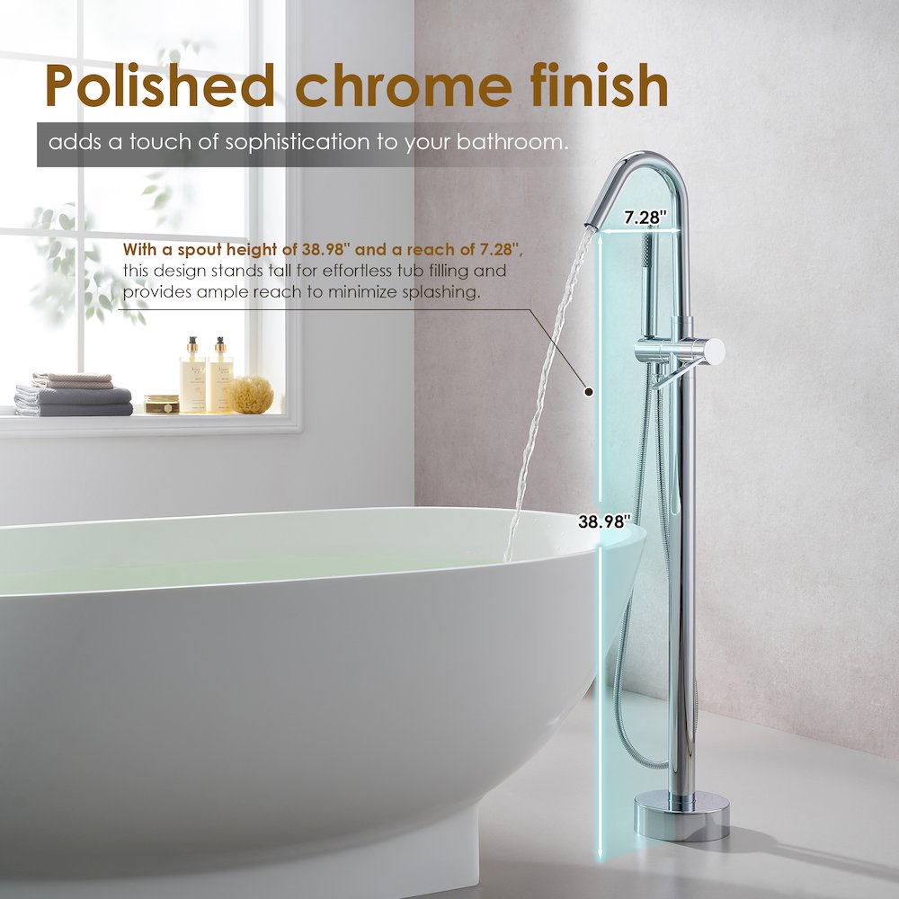Single Lever Handle Freestanding Floor Mounted Tub Filler. Picture 10
