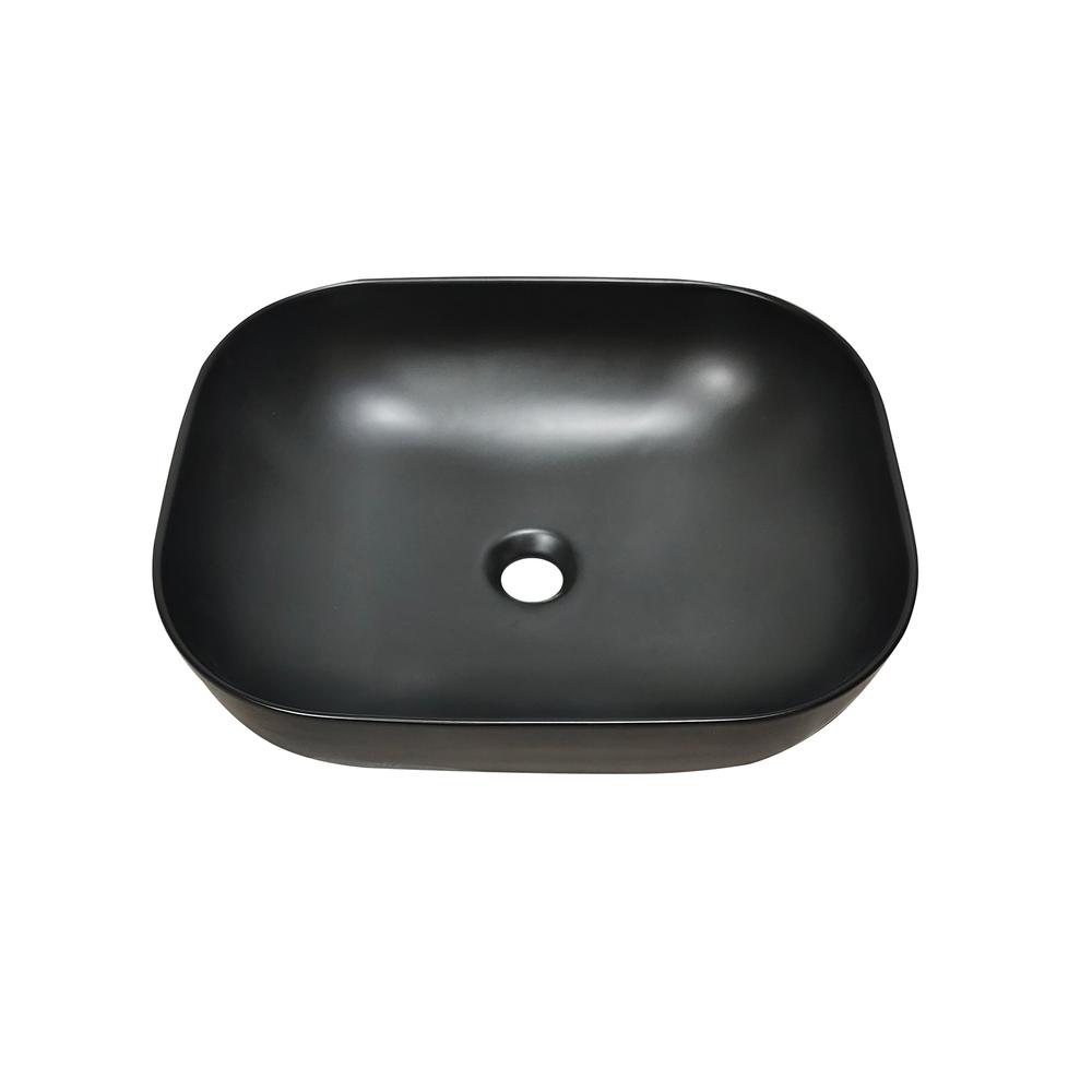 20 in. Oval Black
 Finish Ceramic Vessel Bathroom Vanity Sink. Picture 2