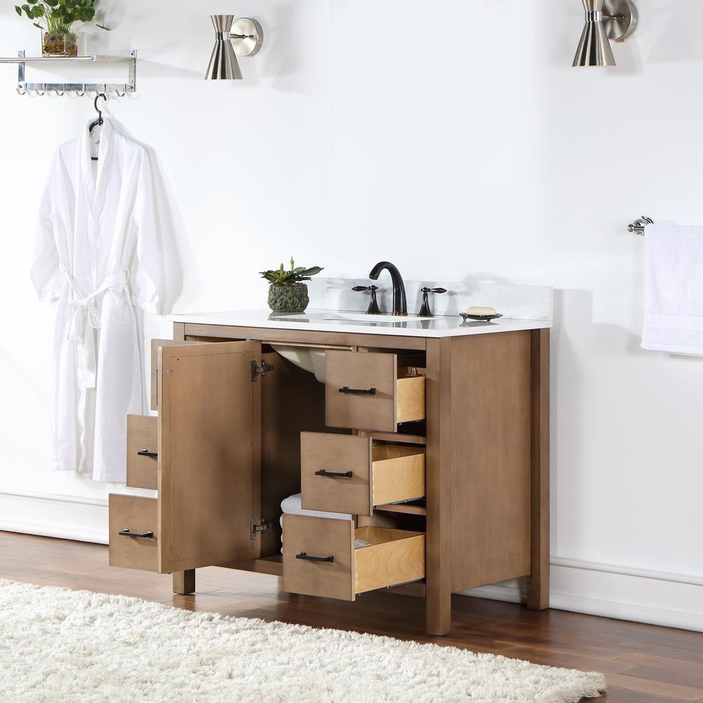 42" Single Bathroom Vanity Set in Brown Pine without Mirror. Picture 5
