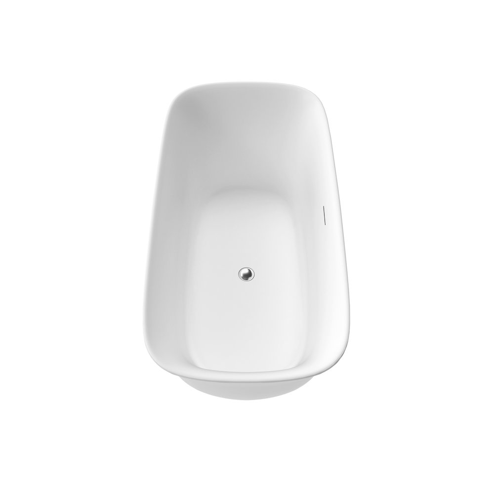 59" x 32" Flatbottom Freestanding Acrylic Soaking Bathtub in Glossy White. Picture 3