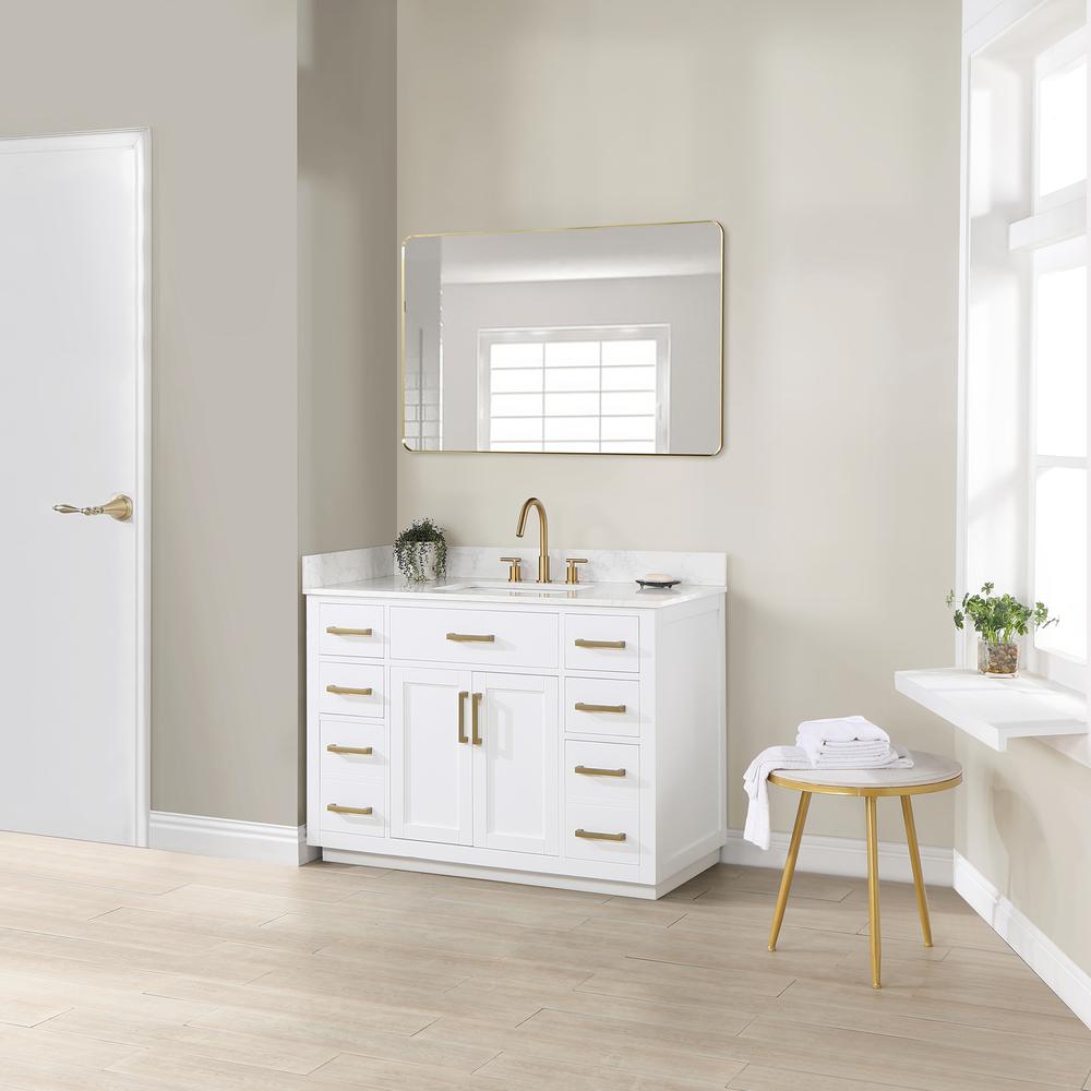 48" Single Bathroom Vanity in White with Mirror. Picture 7