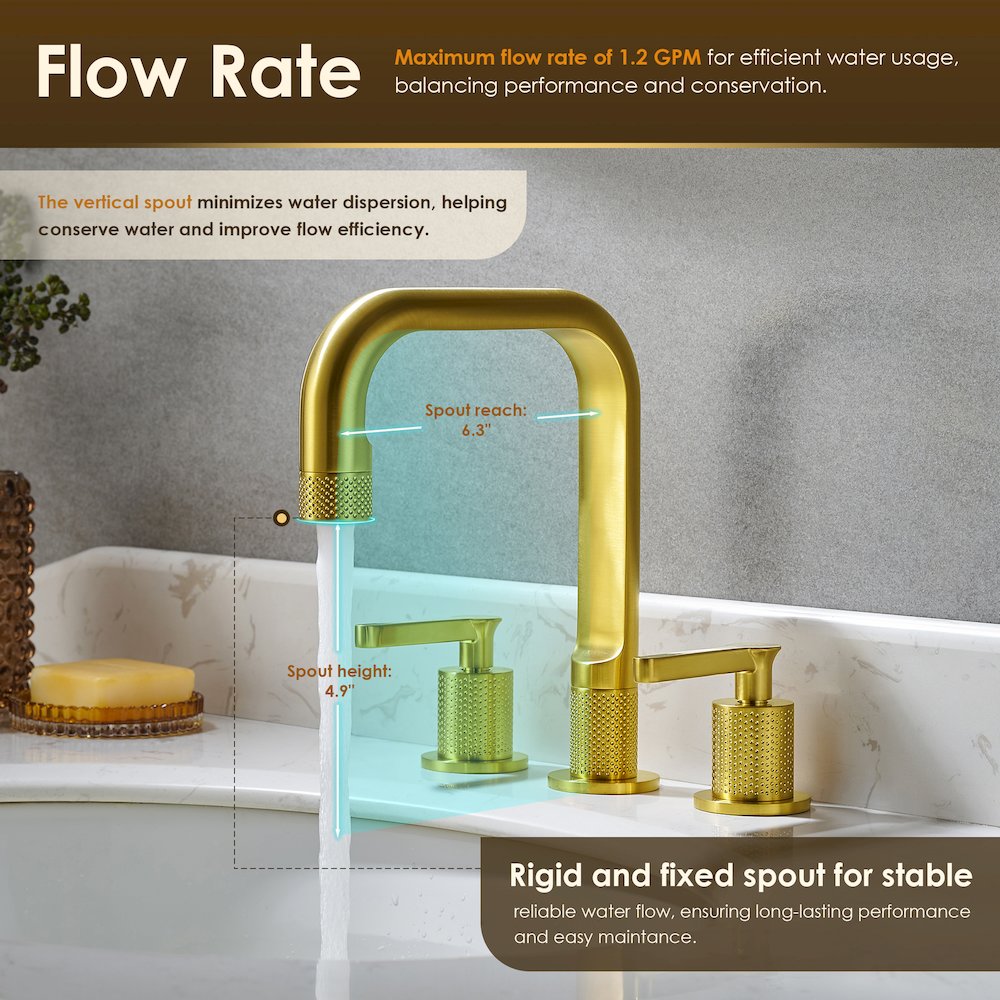8. in Widespread 2-Handle Bathroom Faucet in Brushed Gold. Picture 11