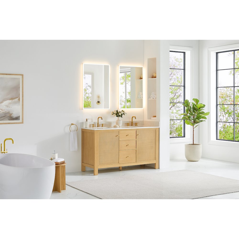 Cedar 60" Double Bathroom Vanity in Natural Wood. Picture 16