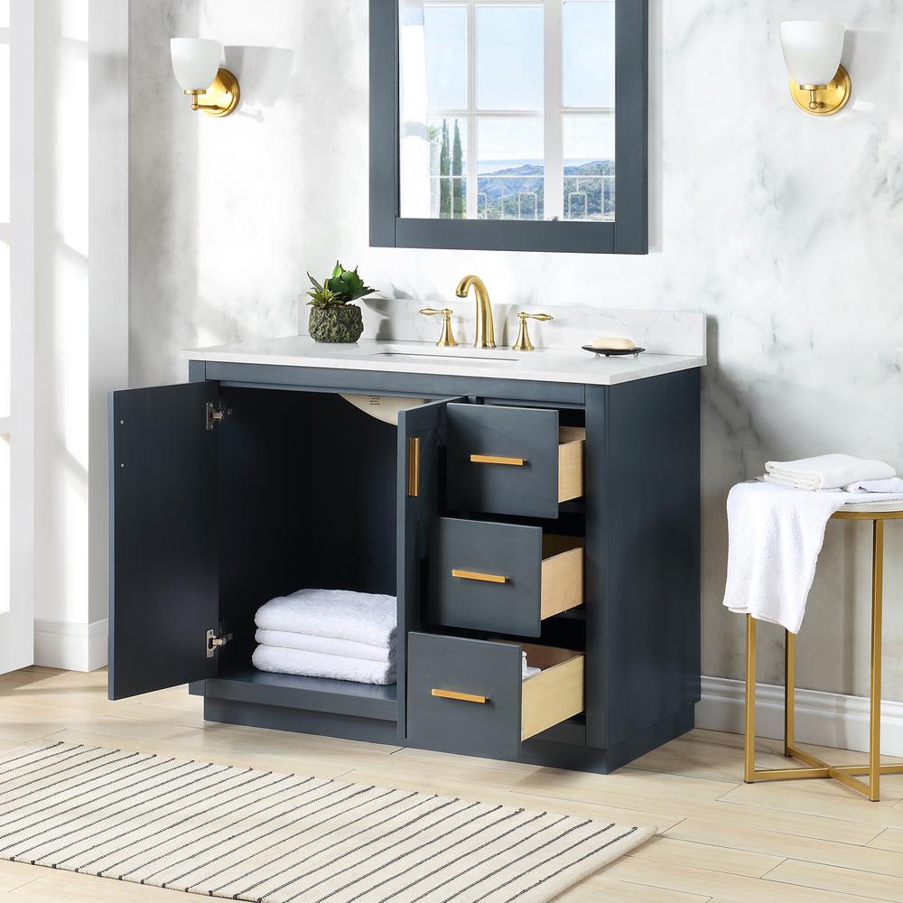 42" Single Bathroom Vanity Set in Classic Blue without Mirror. Picture 6