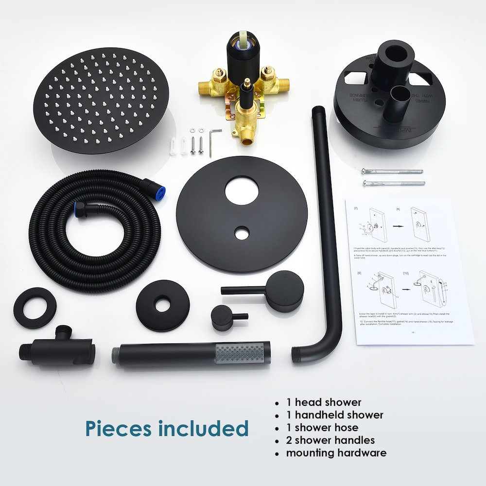 Complete Shower System in Matte Black with Rough-In Valve. Picture 11