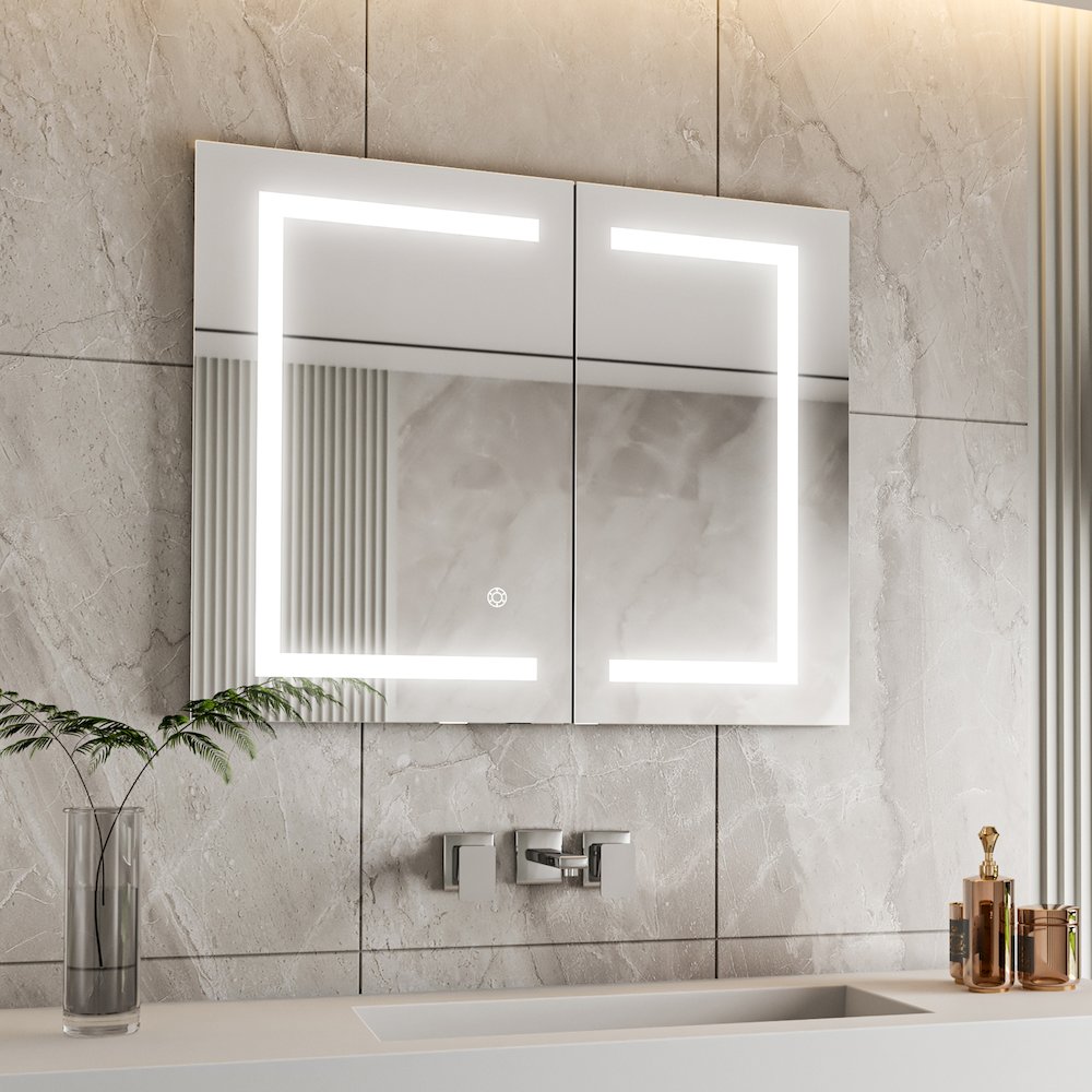 36" Frameless Surface-Mount/Recessed LED Lighted Bathroom Medicine Cabinet. Picture 6