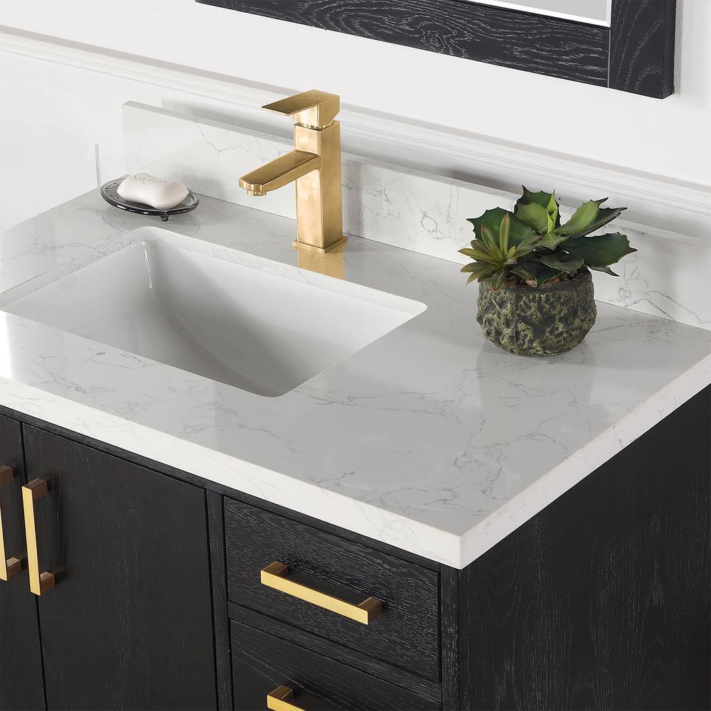 36" Single Bathroom Vanity Set in Black Oak with Mirror. Picture 7