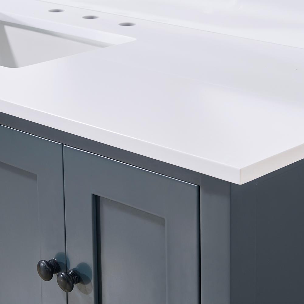 61. in Composite Stone Vanity Top in Snow White with Single White Sink. Picture 8