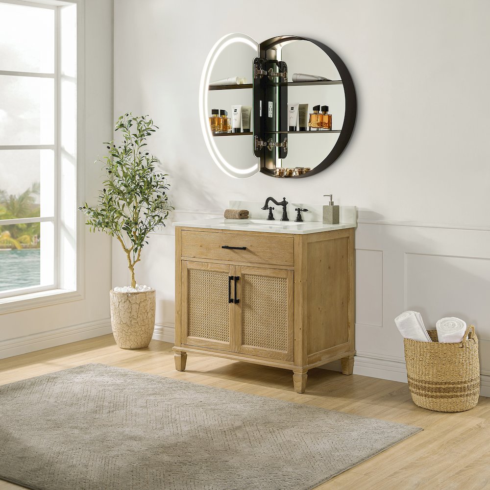 24x24" Round Frameless Surface-Mount Medicine Cabinet. Picture 19