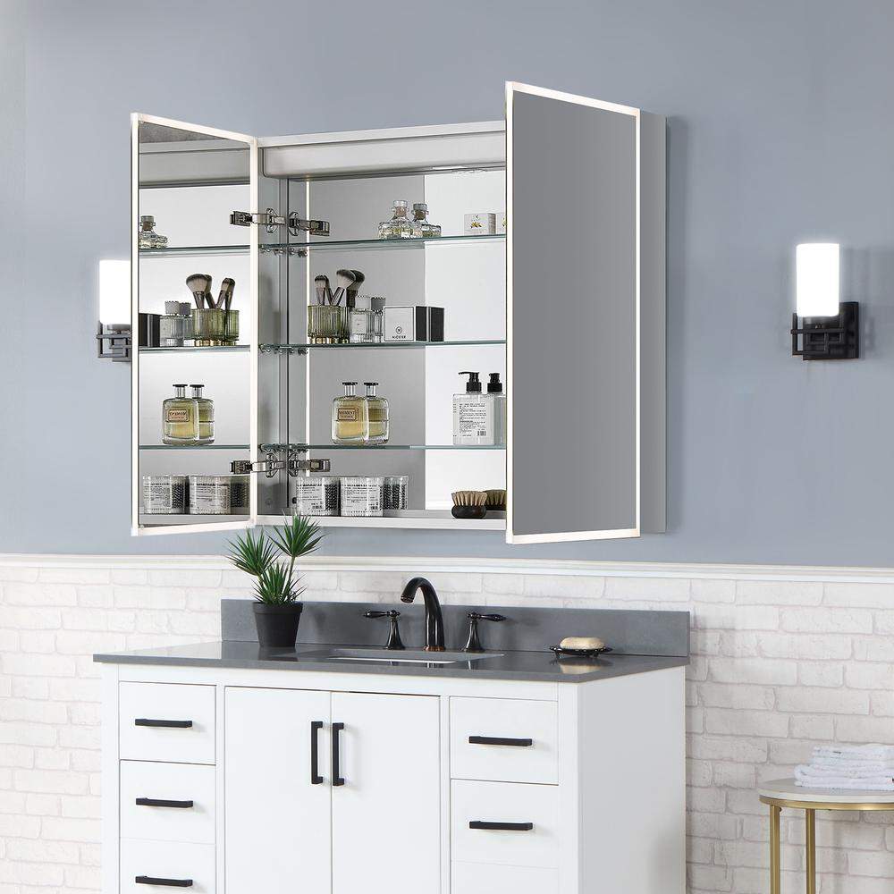 Frameless Surface-Mount/Recessed LED Lighted Bathroom Medicine Cabinet. Picture 13