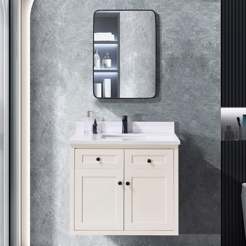 37. in Composite Stone Vanity Top in Snow White with White Sink. Picture 9