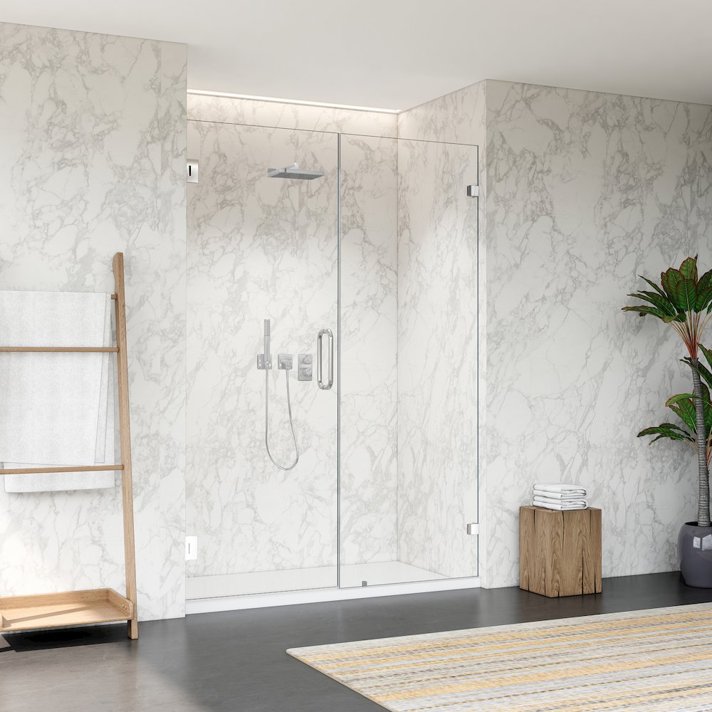 Frameless Hinged Shower Door in Polished Chrome with Clear Glass. Picture 5