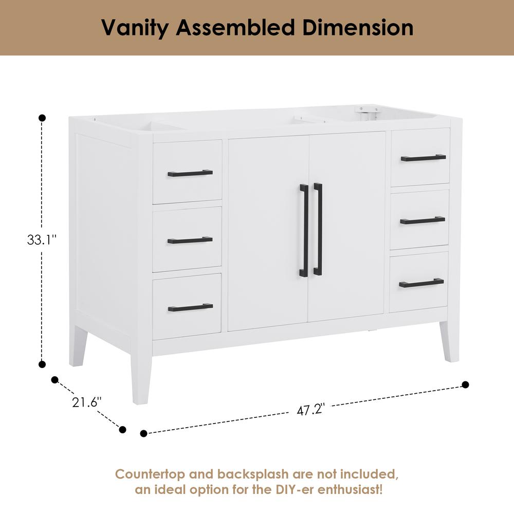 Single Bathroom Cabinet Vanity Base in White without Top and Sink, no Mirror. Picture 10