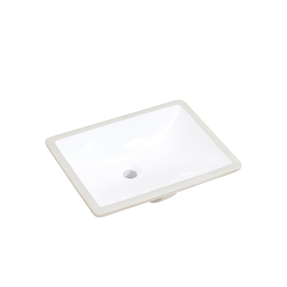 20 in. Retegular White Finish Ceramic Undermount Vanity Sink. Picture 7