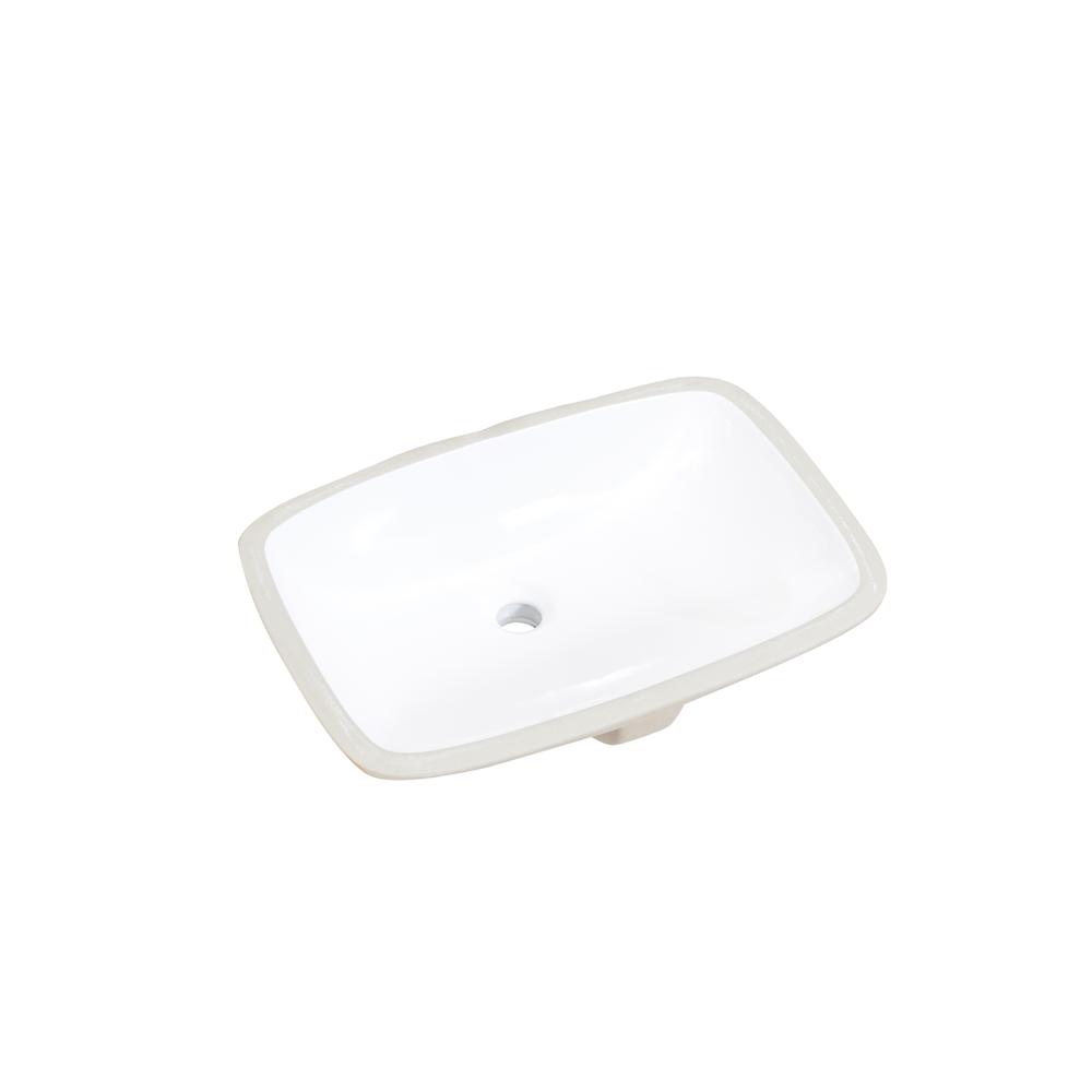 20 in. Retegular White Finish Ceramic Undermount Vanity Sink. Picture 1