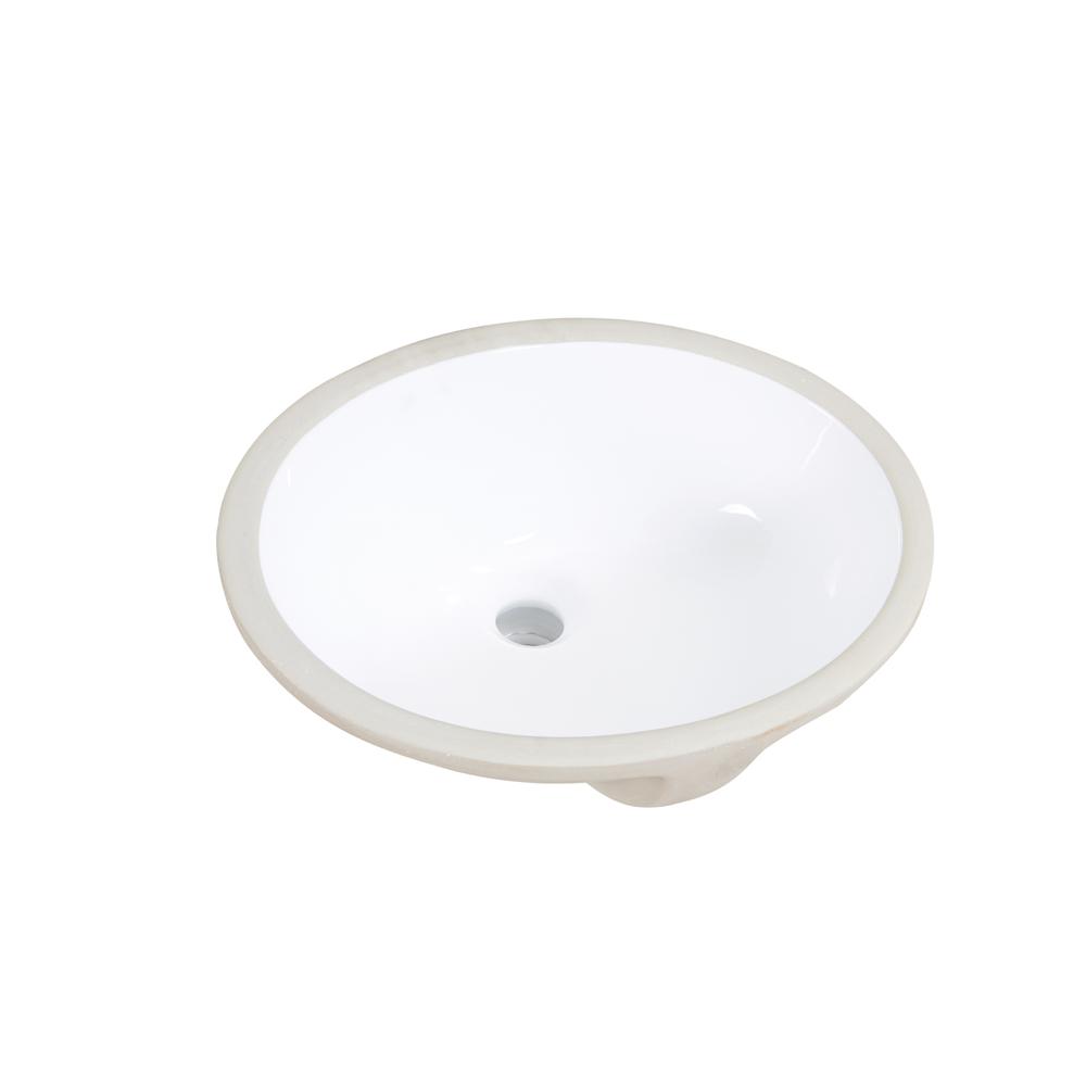 20 in. Oval White Finish Ceramic Undermount Vanity Sink. Picture 2