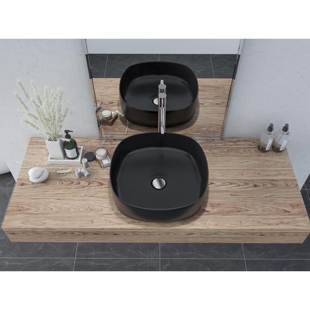 16 in. Square Black Finish Ceramic Bathroom Vanity Sink. Picture 11