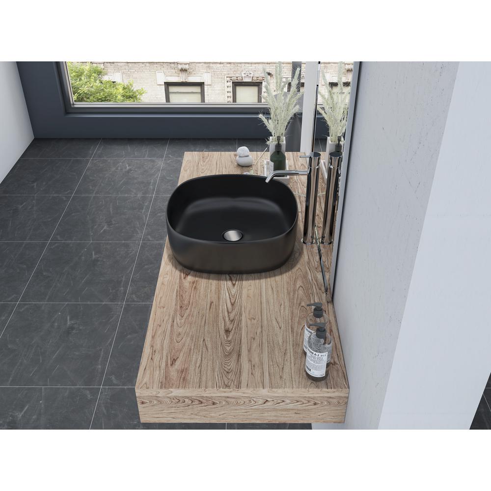 16 in. Square Black Finish Ceramic Bathroom Vanity Sink. Picture 12