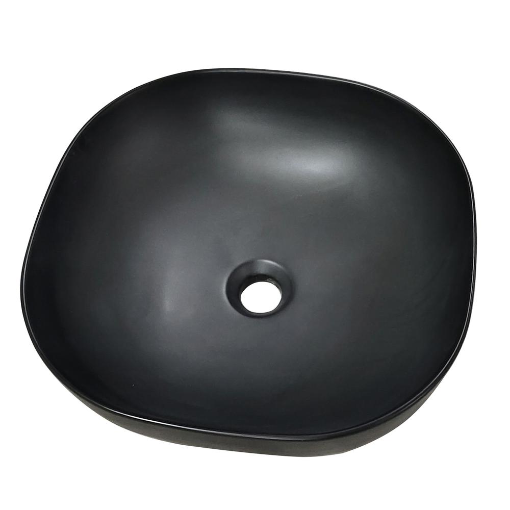 16 in. Square Black Finish Ceramic Bathroom Vanity Sink. Picture 1