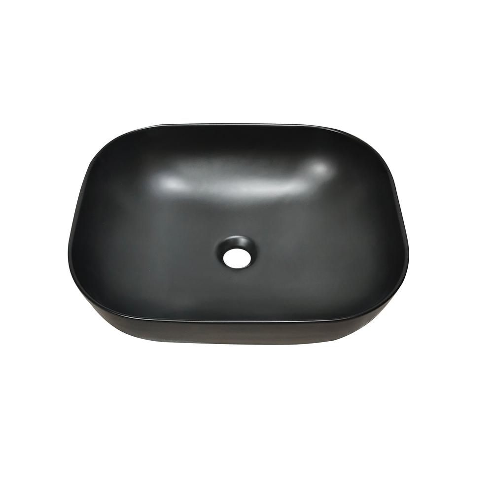 20 in. Oval Black
 Finish Ceramic Vessel Bathroom Vanity Sink. Picture 14