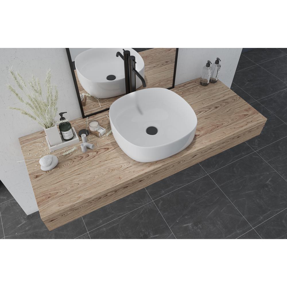 16 in. Square White Finish Ceramic Bathroom Vanity Sink. Picture 14