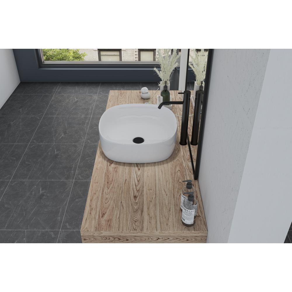 16 in. Square White Finish Ceramic Bathroom Vanity Sink. Picture 16