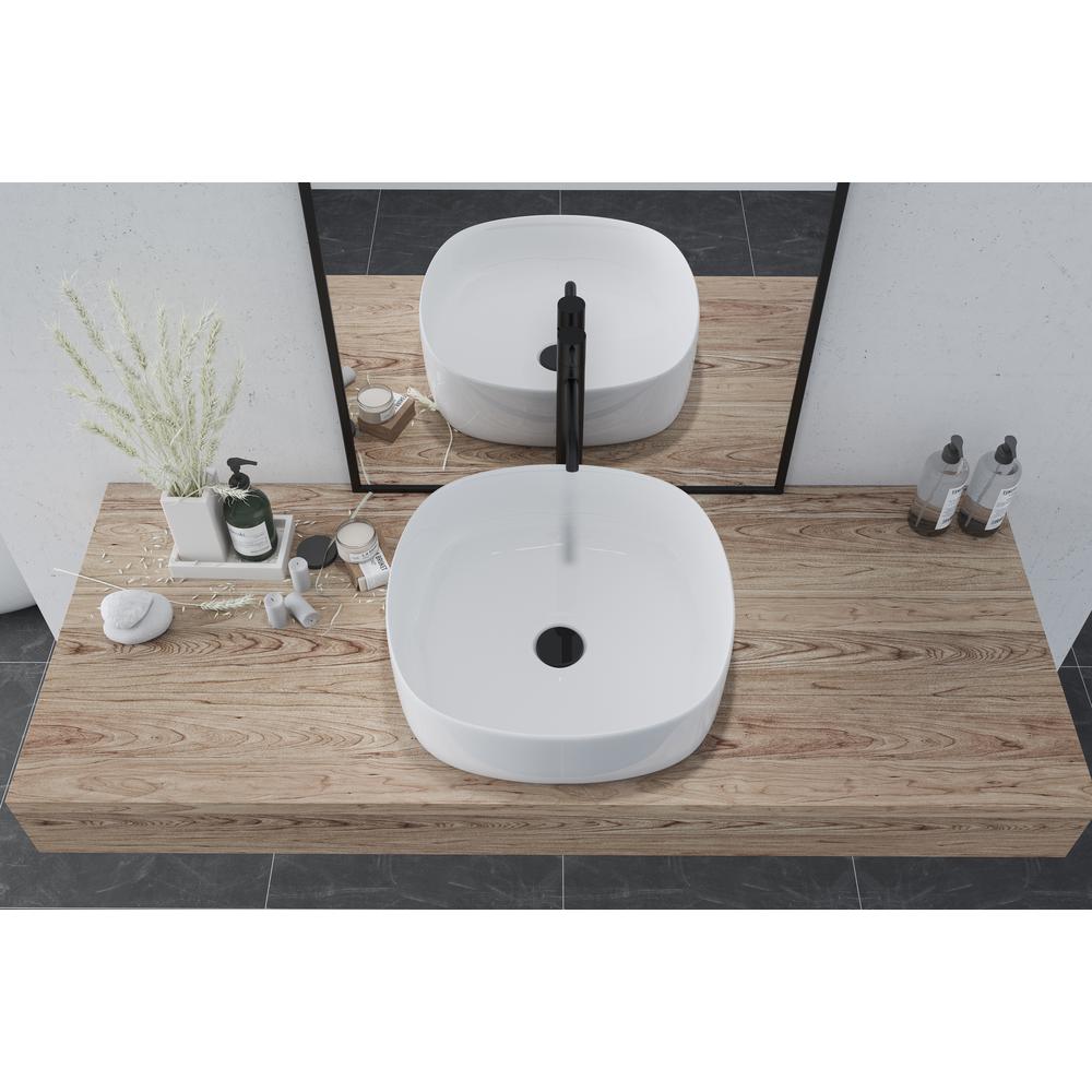 16 in. Square White Finish Ceramic Bathroom Vanity Sink. Picture 17