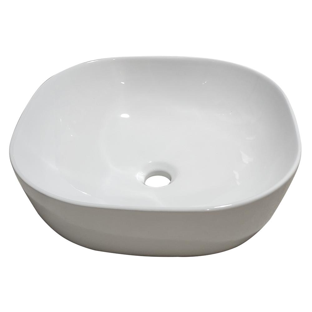 16 in. Square White Finish Ceramic Bathroom Vanity Sink. Picture 1