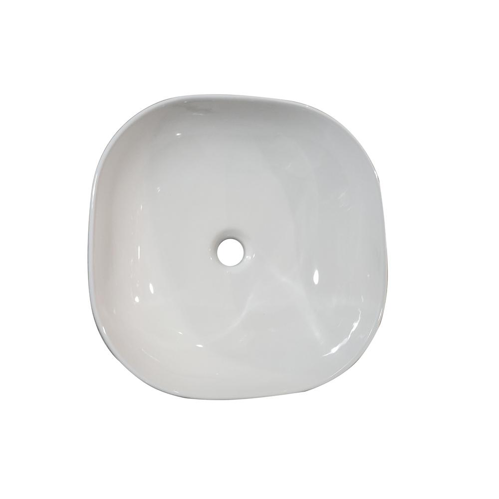 16 in. Square White Finish Ceramic Bathroom Vanity Sink. Picture 4