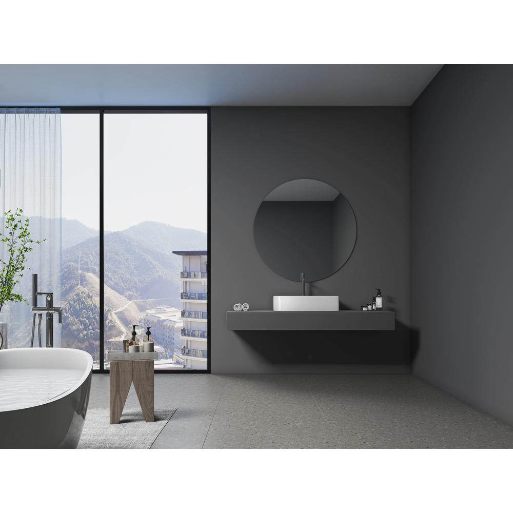24 in. Rectangle White Finish Ceramic Vessel Bathroom Vanity Sink with Overflow. Picture 15