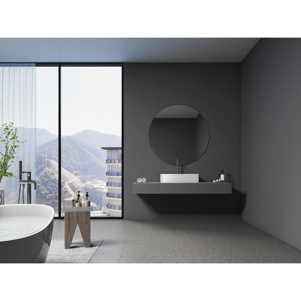 24 in. Rectangle White Finish Ceramic Vessel Bathroom Vanity Sink with Overflow. Picture 19