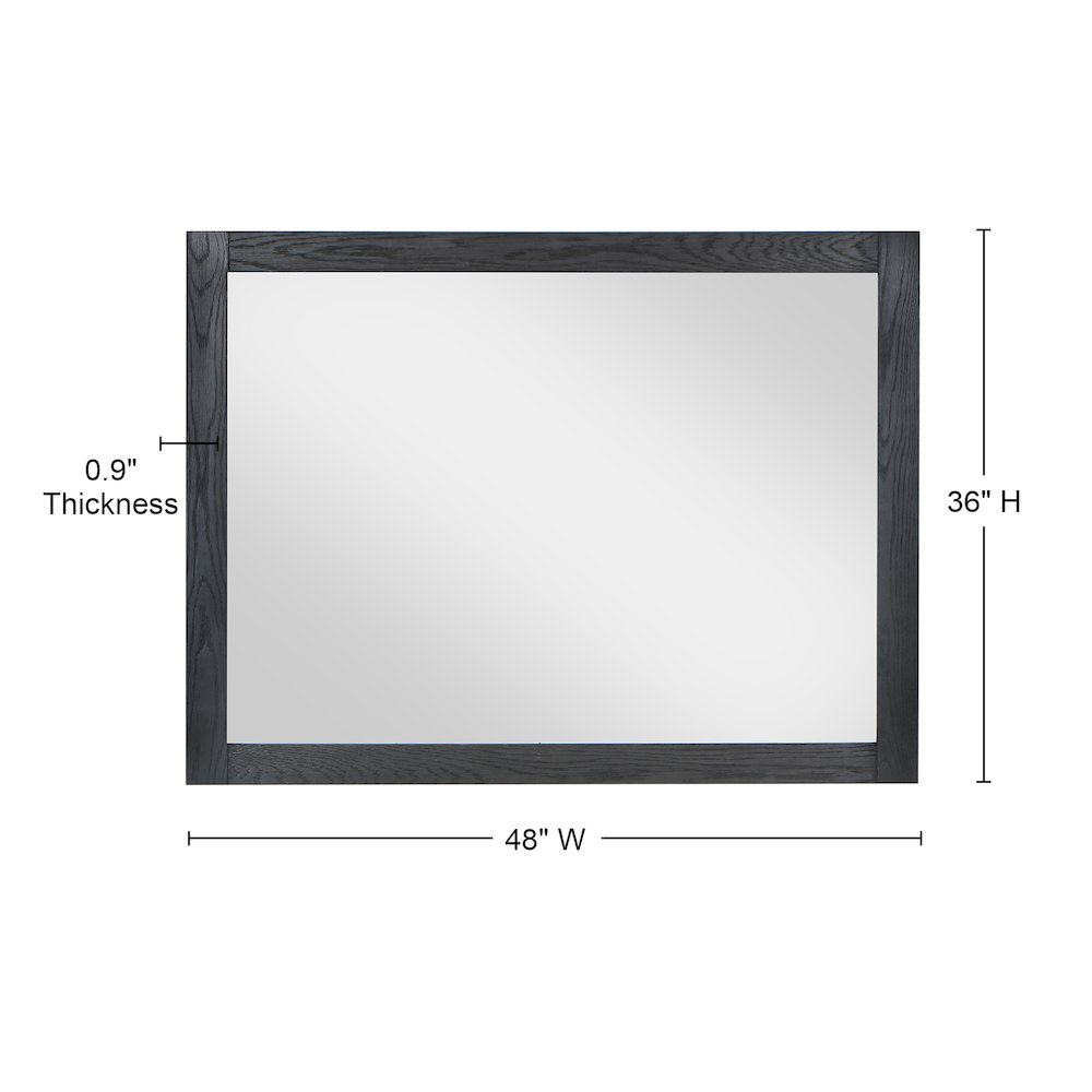 48" Rectangular Bathroom Wood Framed Wall Mirror in Brown Oak. Picture 10