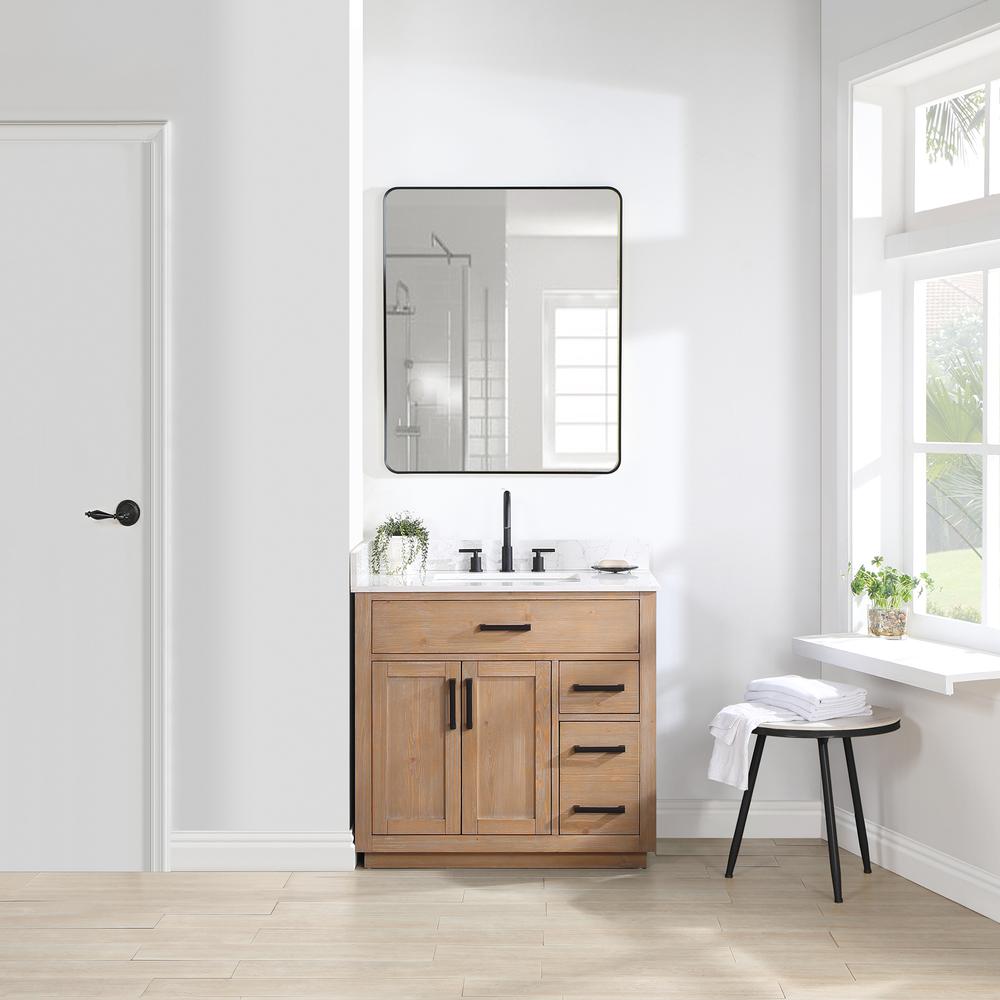 36" Single Bathroom Vanity in Light Brown without Mirror. Picture 3