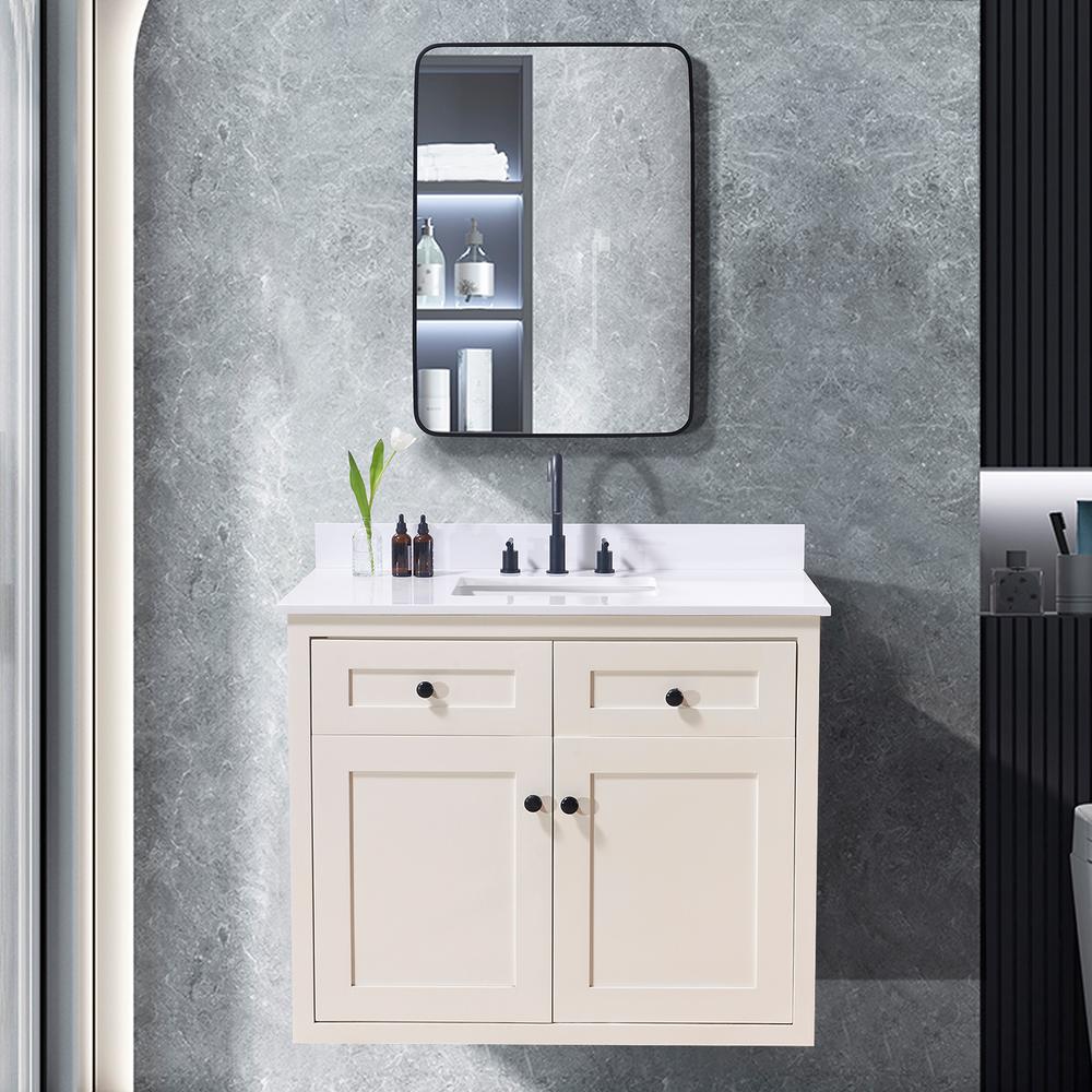 43. in Composite Stone Vanity Top in Snow White with White Sink. Picture 7