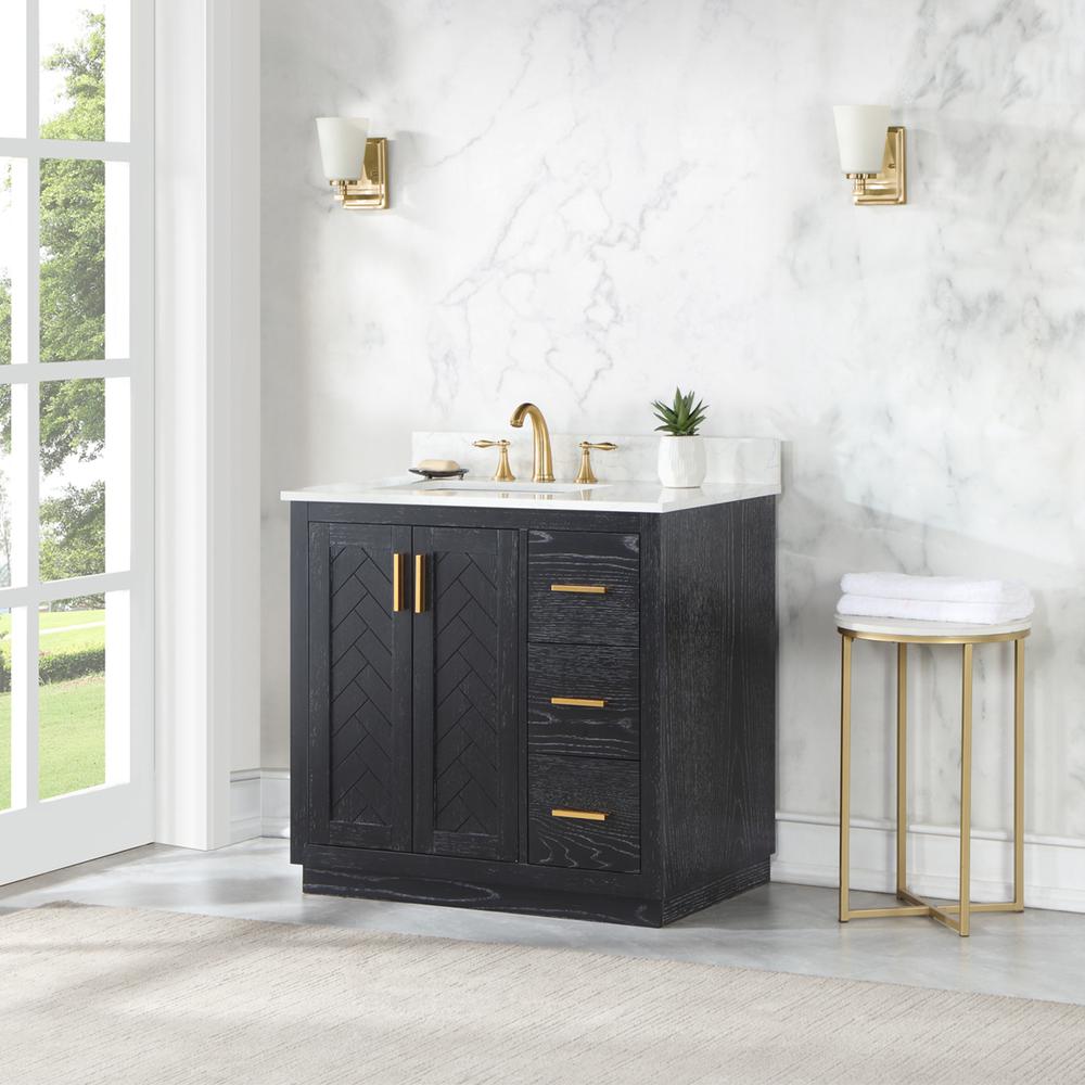 36" Single Bathroom Vanity Set in Black Oak without Mirror. Picture 5