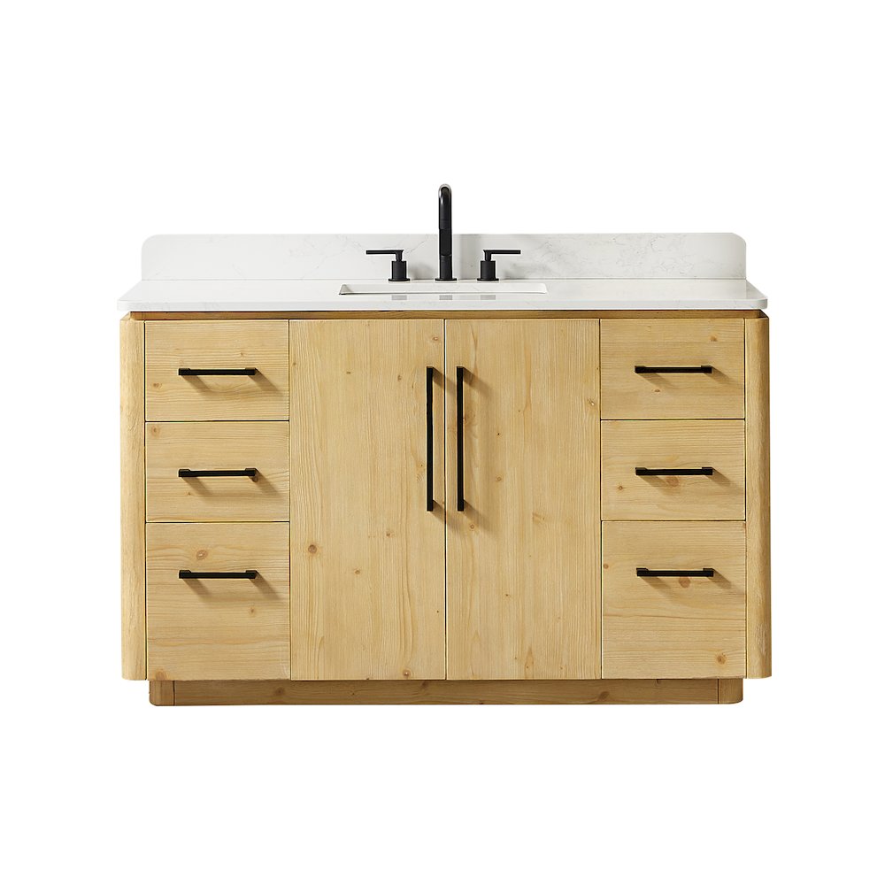 54" Single Bathroom Vanity in Nature Brown with Grain White. Picture 1