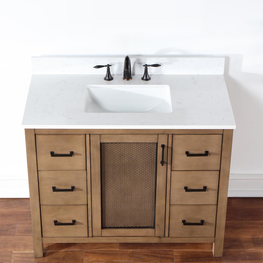 42" Single Bathroom Vanity Set in Brown Pine without Mirror. Picture 6