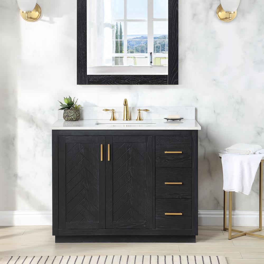 42" Single Bathroom Vanity Set in Black Oak without Mirror. Picture 4