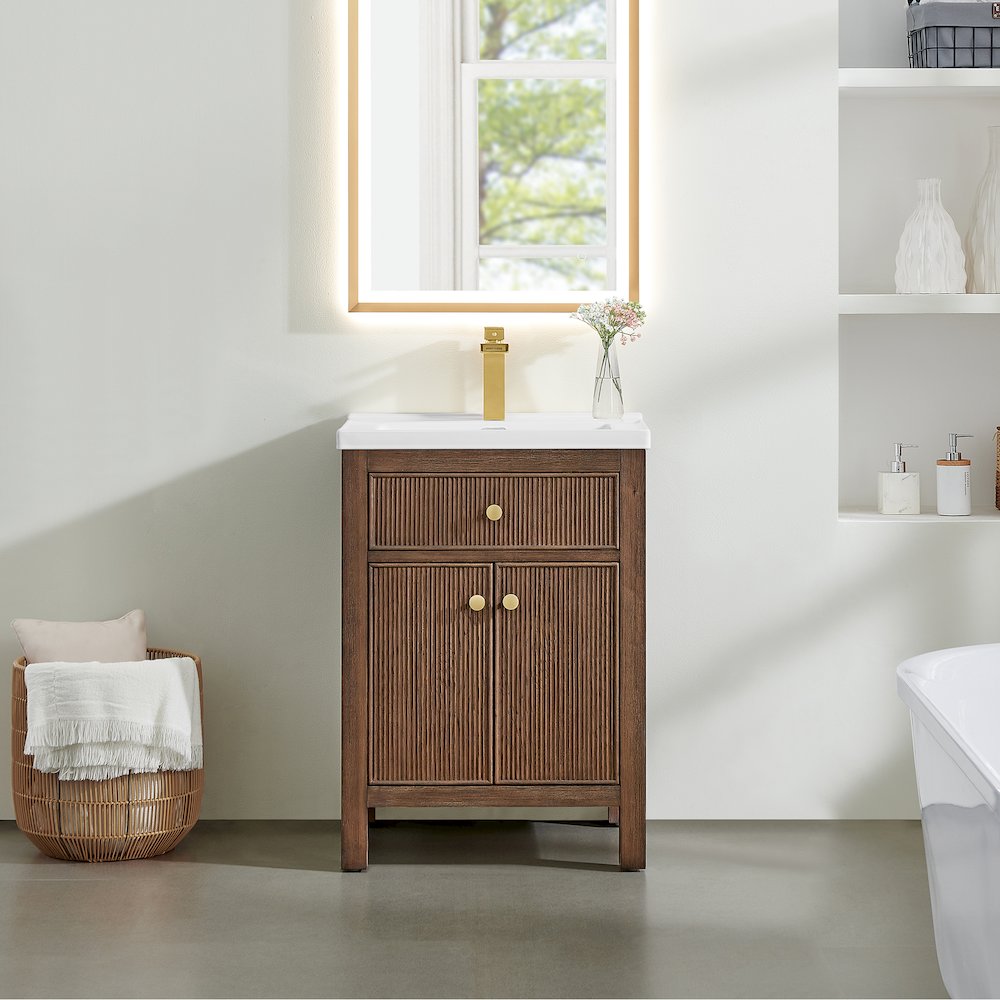 Cerrito 24" Single Bathroom Vanity in Brown Brushed Oak. Picture 2