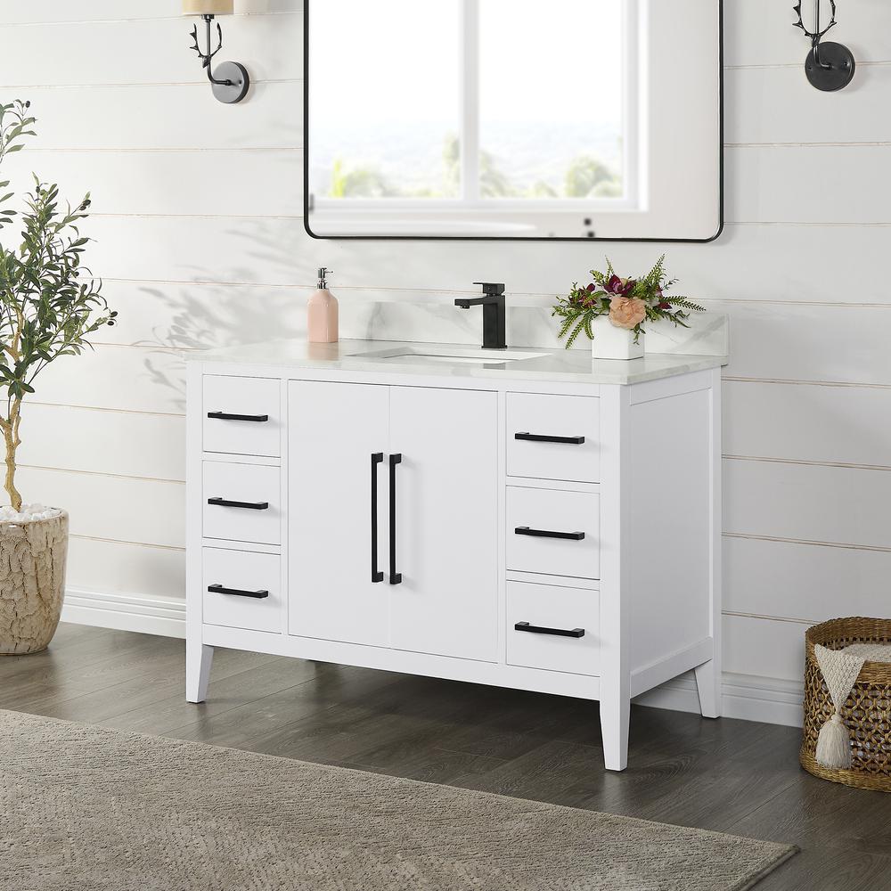 Single Bathroom Cabinet Vanity Base in White without Top and Sink, no Mirror. Picture 3