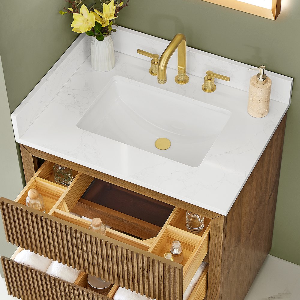 Navan 30" Single Bathroom Vanity in Weathered Brown. Picture 5