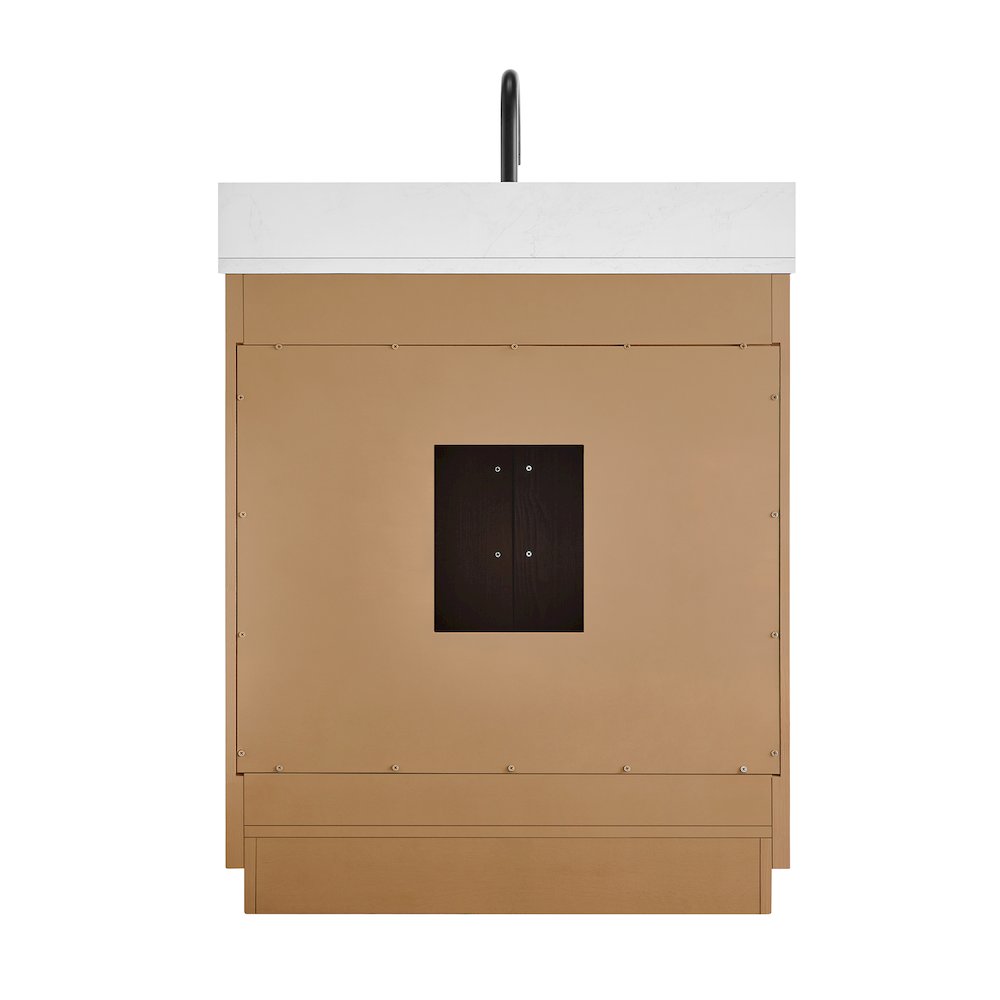 30" Single Bathroom Vanity in Light Brown with Grain White. Picture 10