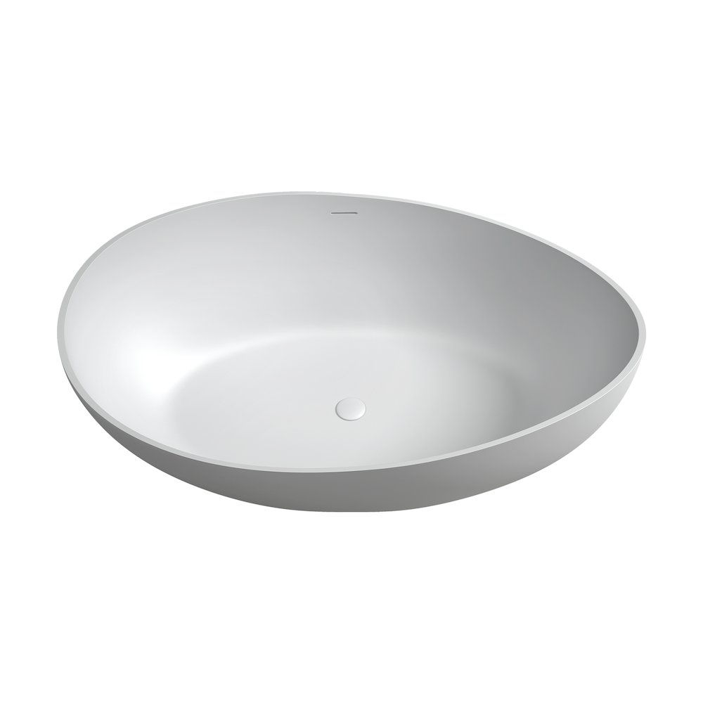 63" x 39" Solid Surface Soaking Bathtub and Integrated Overflow. Picture 3