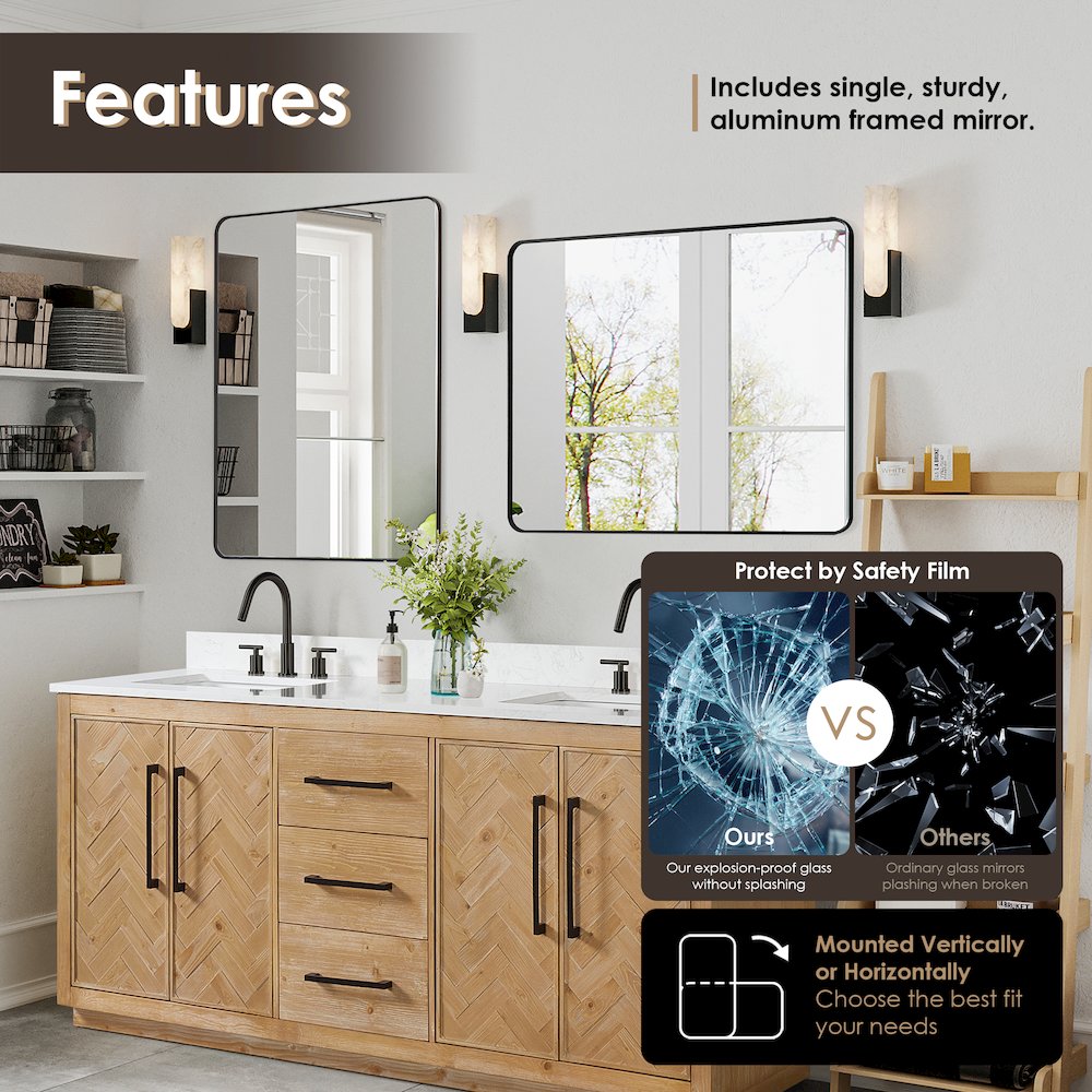 72" Double Bathroom Vanity Grain White Engineered Stone Countertop. Picture 11